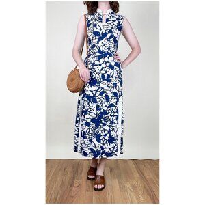 Vintage Floral Print Maxi Sun Dress Tropical Vacation Scandi Girl Beach Wedding